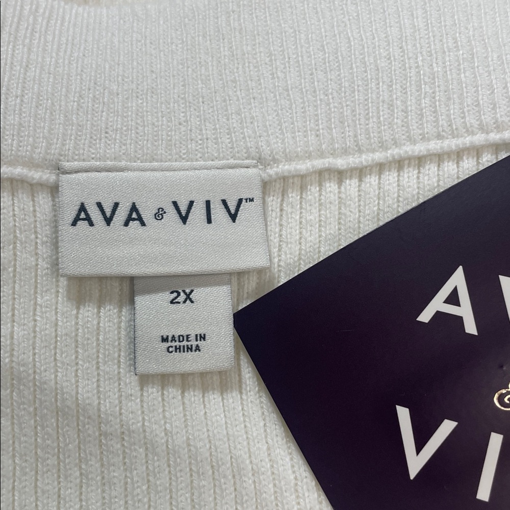 Ava & Viv Rib Knit White A-Line Midi Skirt Pull On Stretch Var Sizes | NWT - Picture 8 of 8